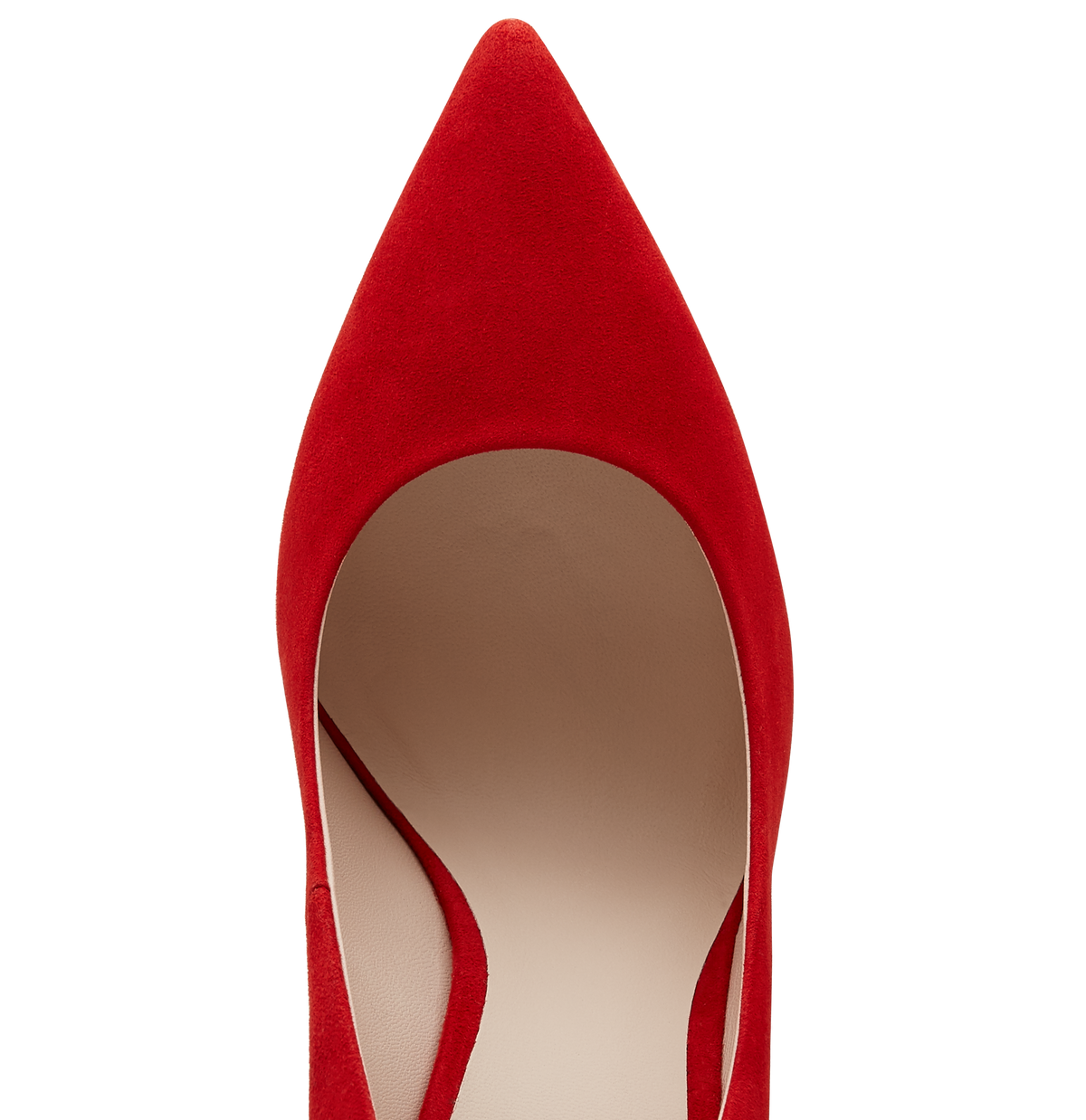 Red Suede Empire Pumps With Rose Gold Hardware