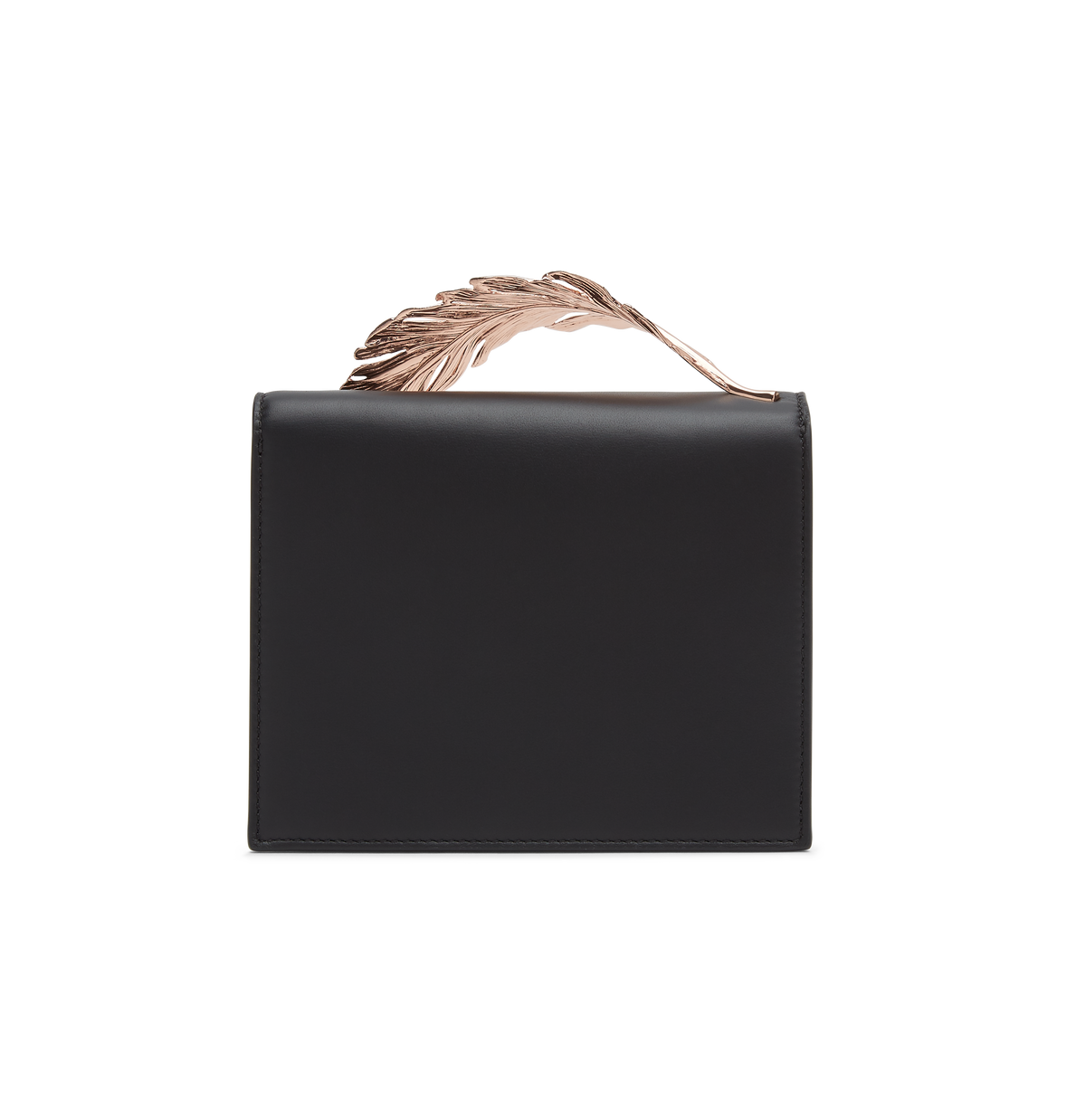 Black Calf Leather with Rose Gold Feather