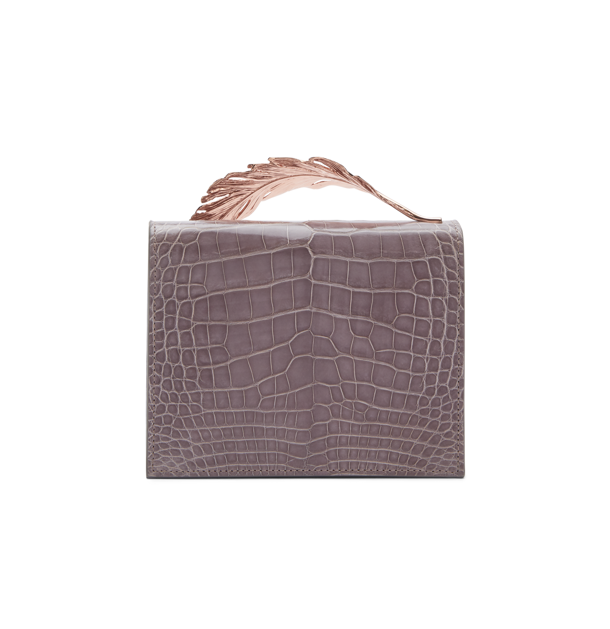 Mauve Lisse Alligator With Rose Gold Feather