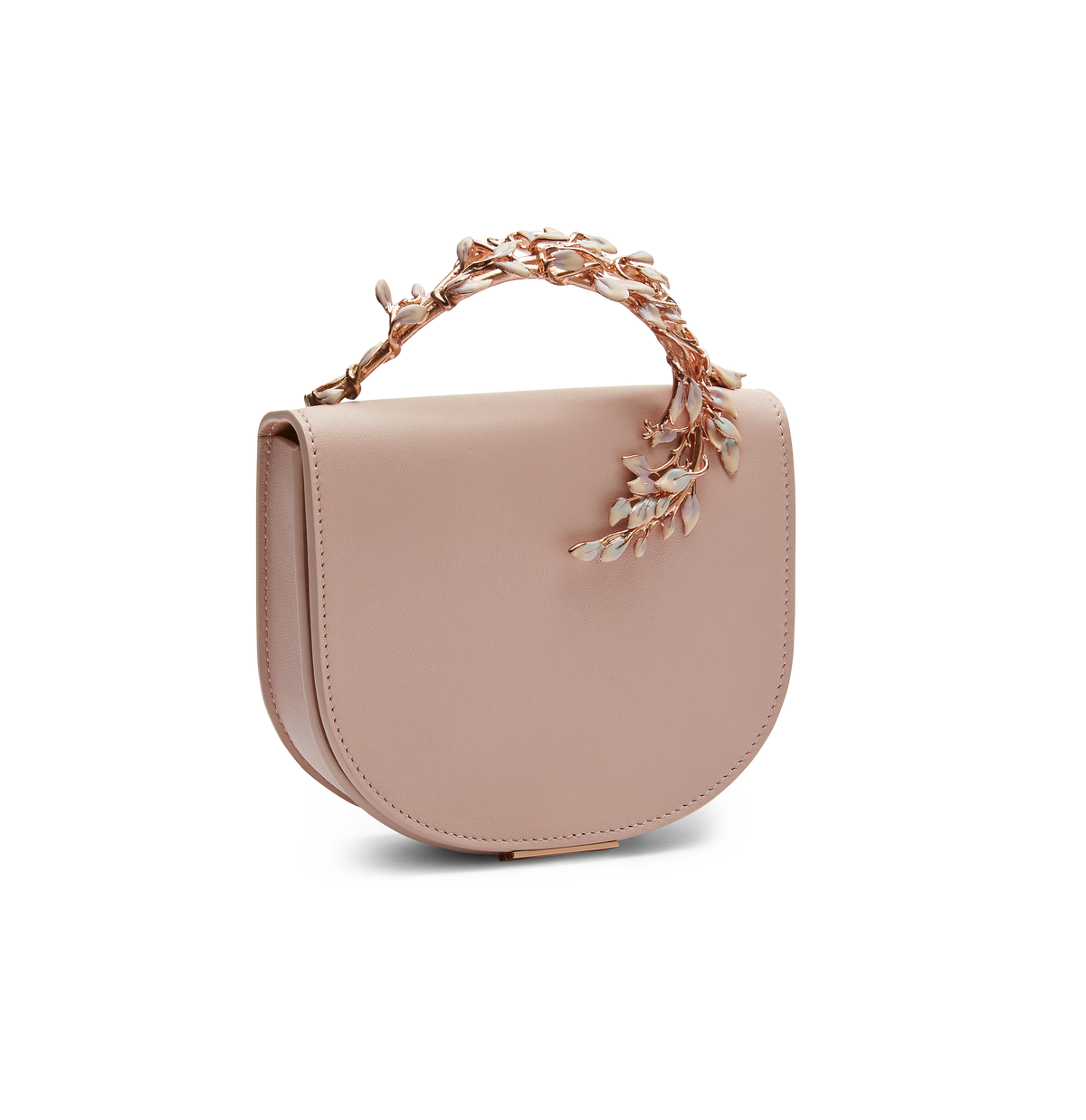 Pink Calf with Rose Gold enamelled Leaves