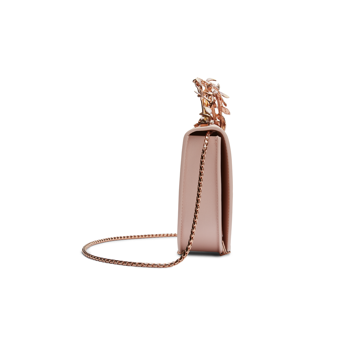 Pink Calf with Rose Gold enamelled Leaves