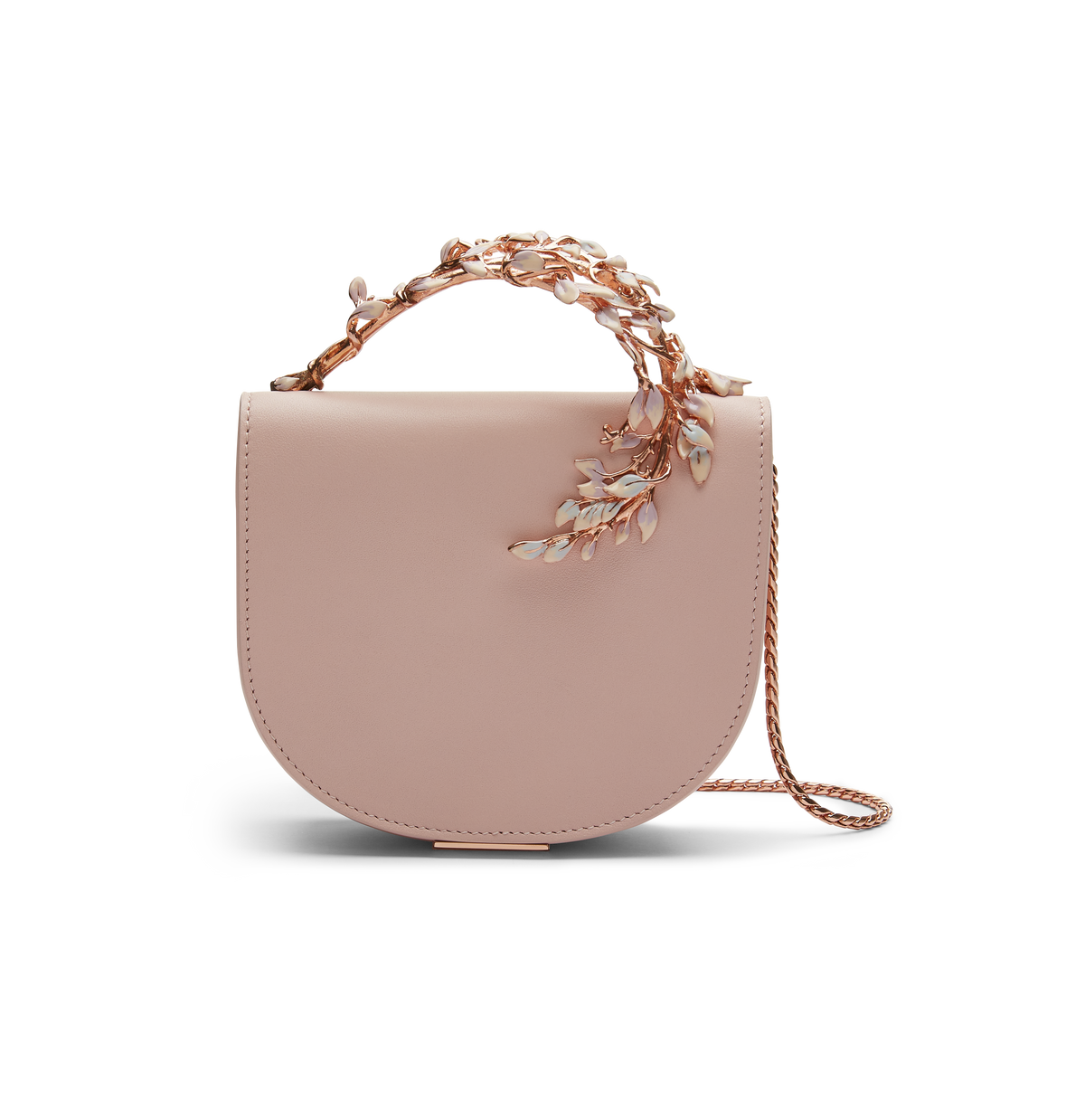 Pink Calf with Rose Gold enamelled Leaves