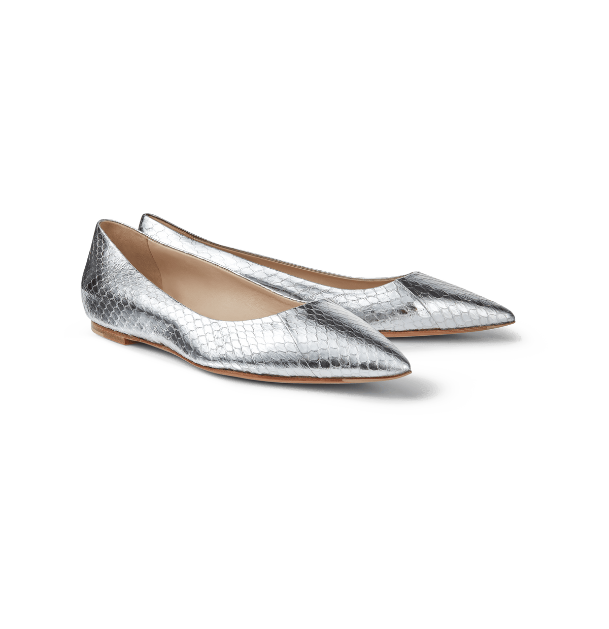 Silver Elaphe Ballerina Pumps