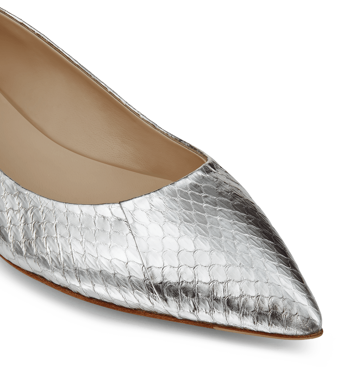 Silver Elaphe Ballerina Pumps