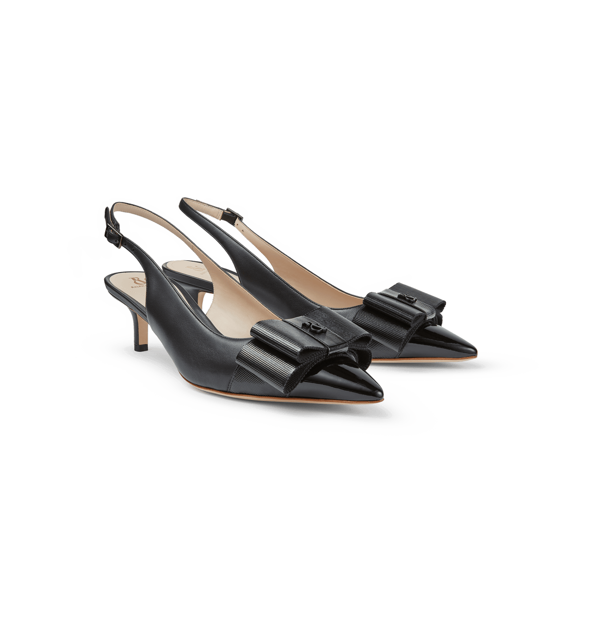 Black Nappa Slingback Pumps with Bow