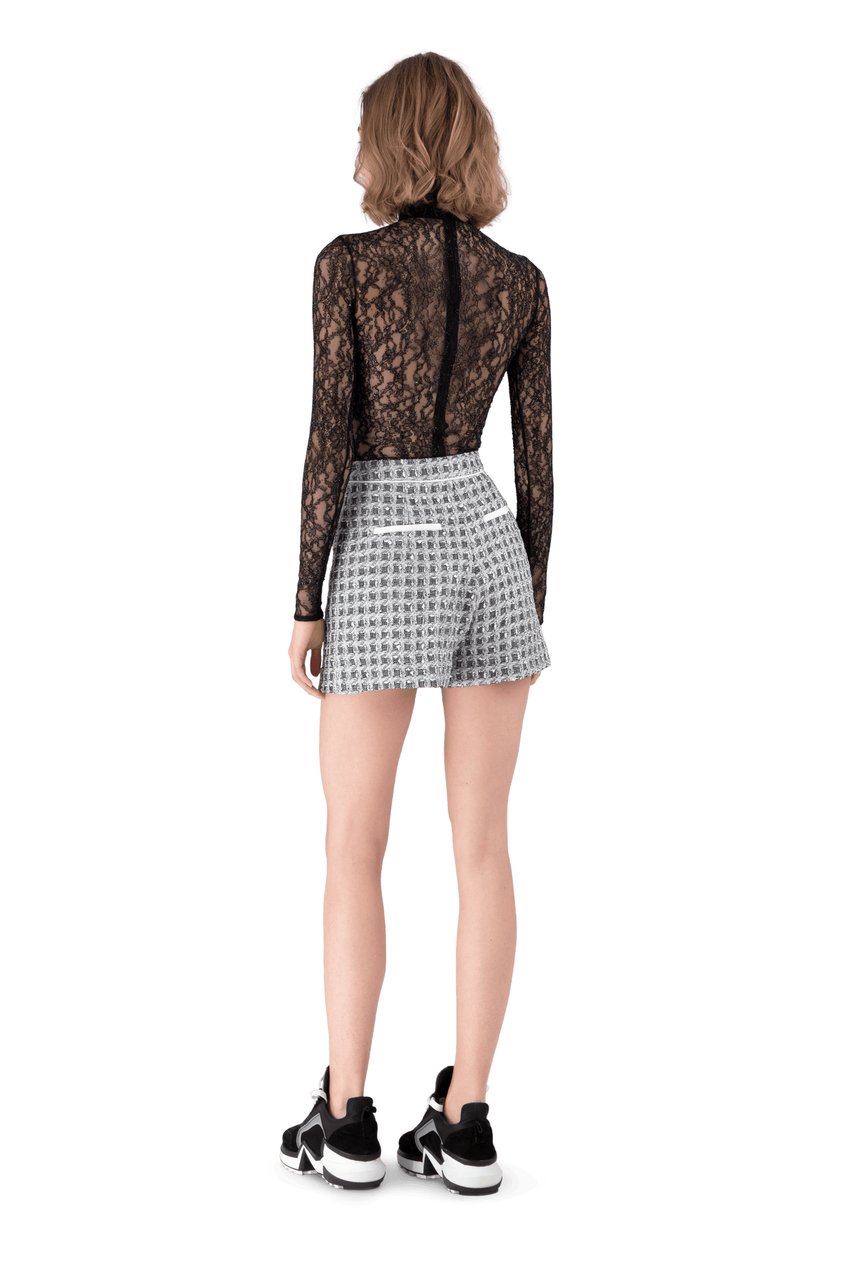 Black And White Tweed Tailored Shorts