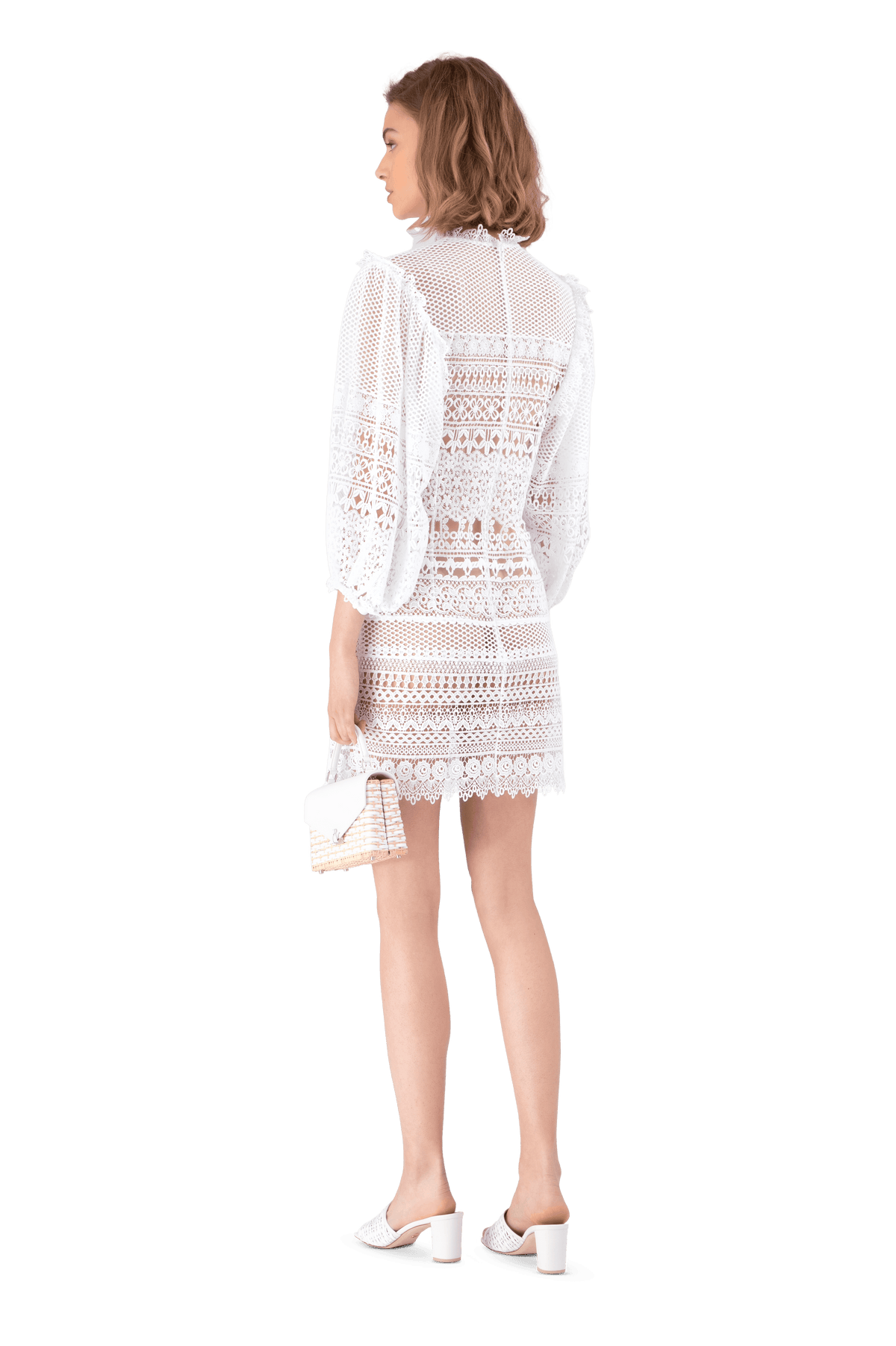 White Guipure Lace Mini Dress