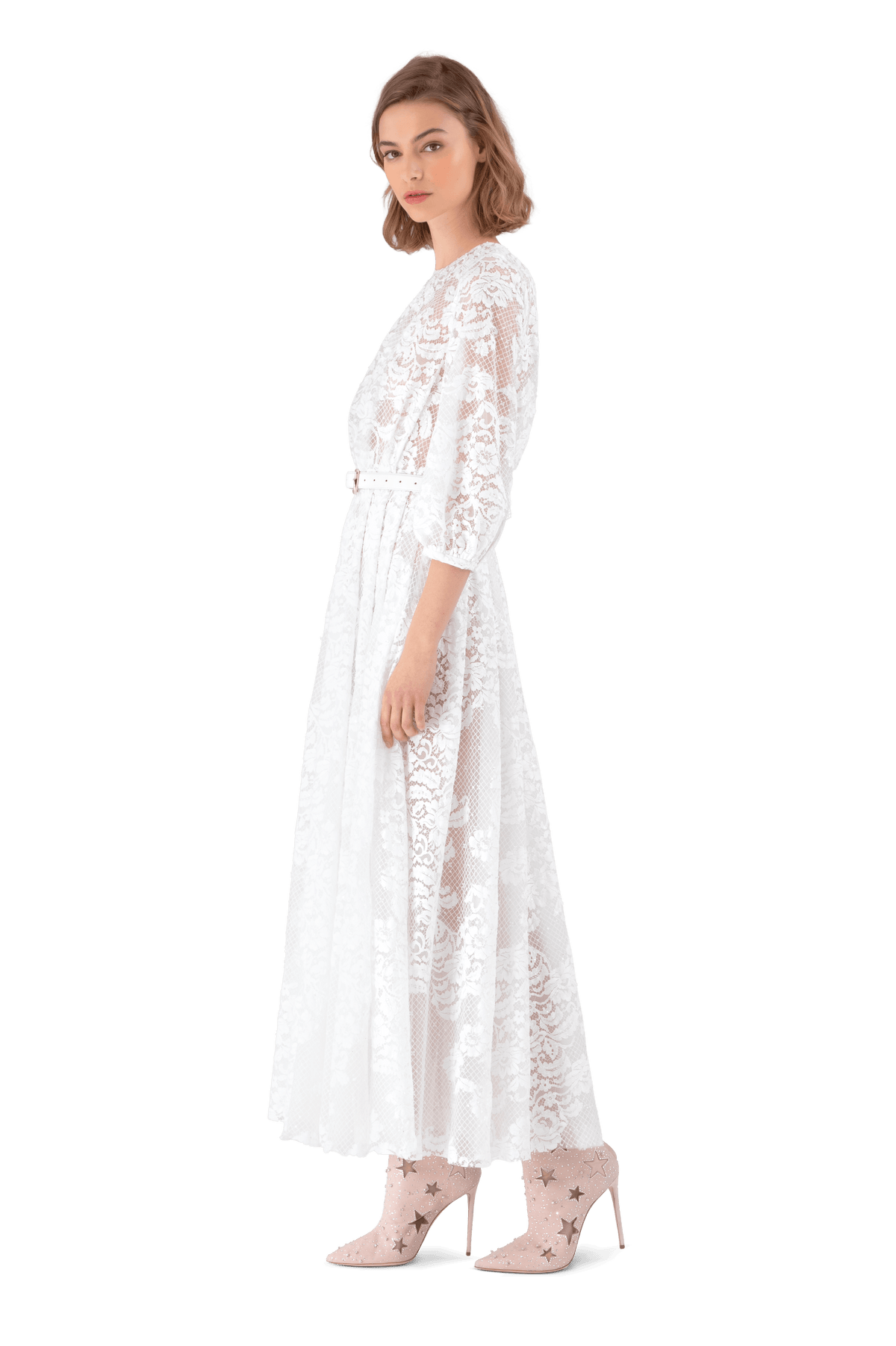 White Embroidered Lace Dress