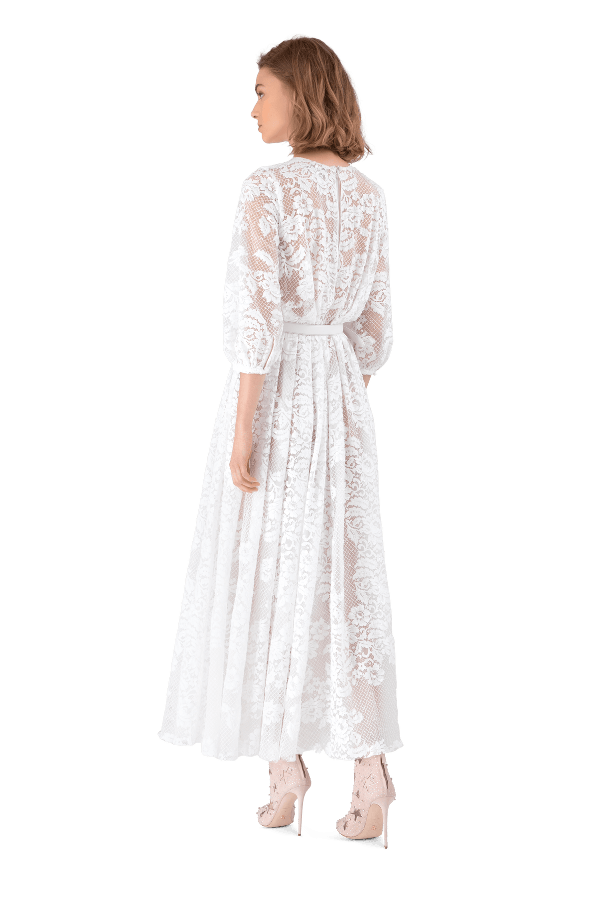 White Embroidered Lace Dress