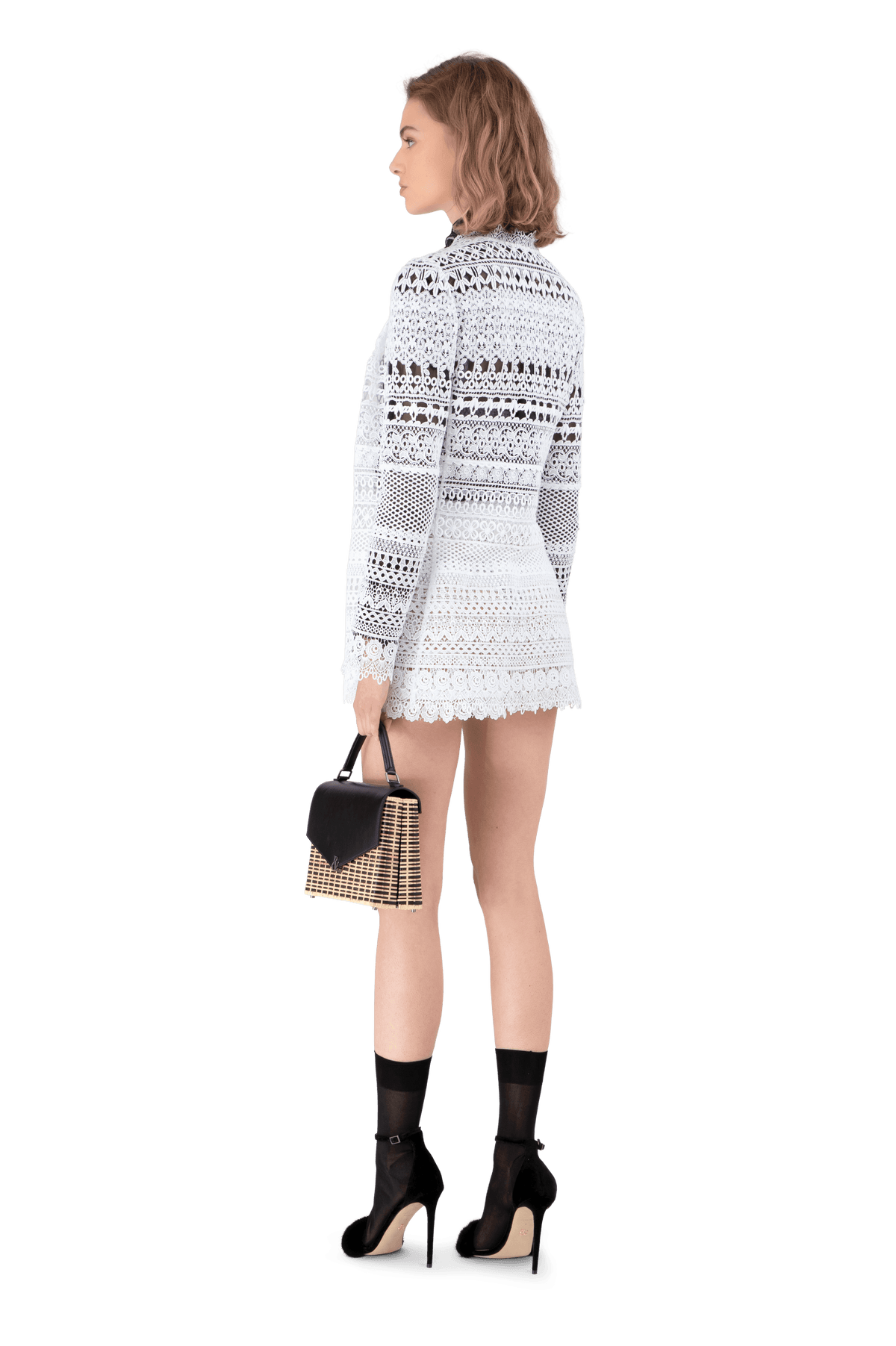 White Guipure Lace Classic Fitted Jacket