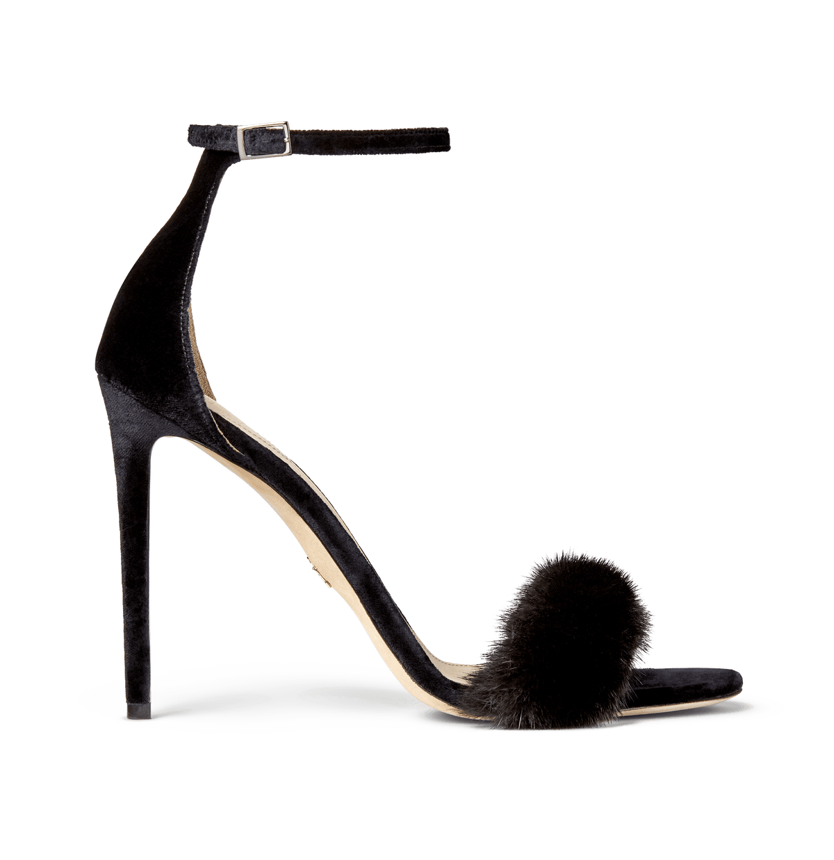 Black Mink and Suede Sandals