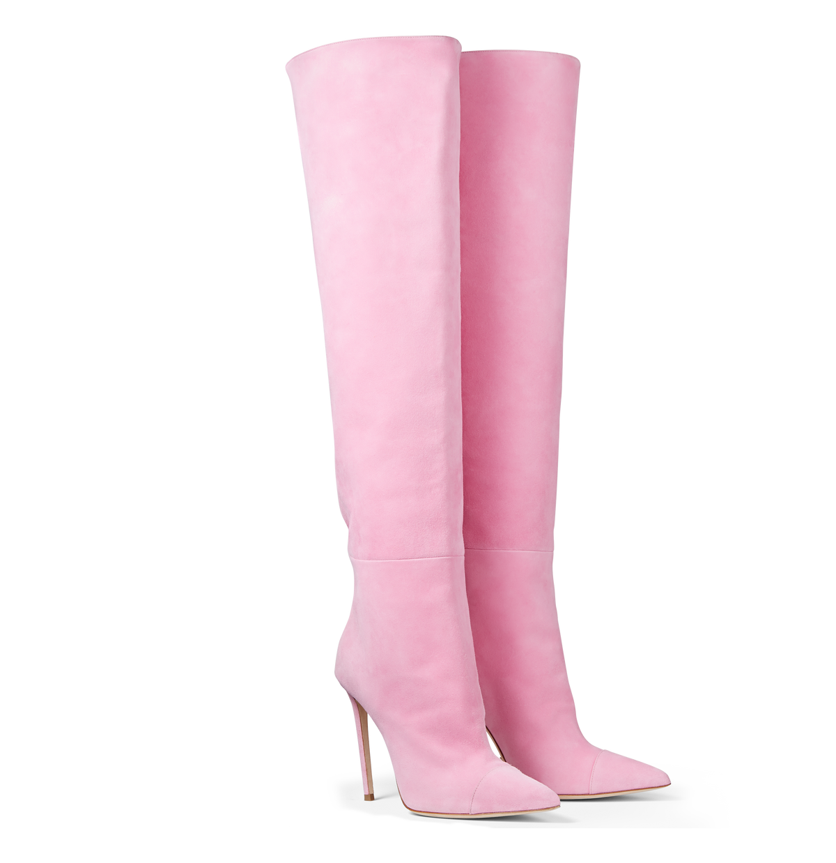 Pink Suede Over the Knee Boots