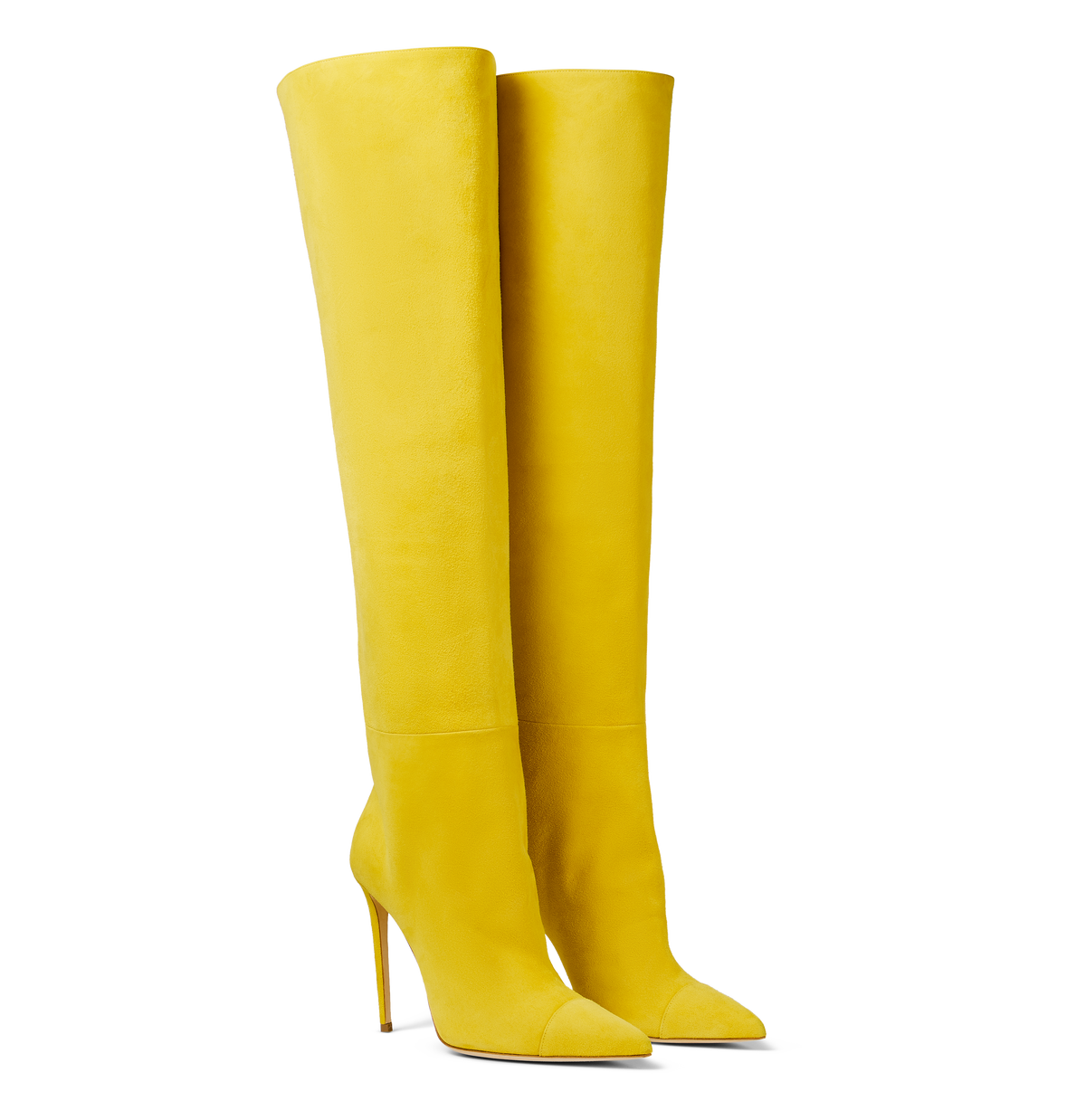 Yellow Suede Over the Knee Boots